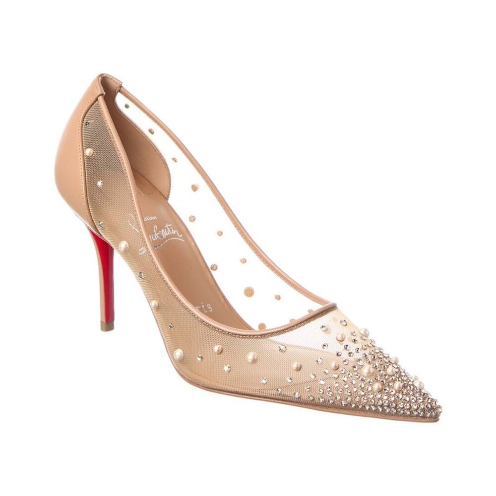 Christian Louboutin Miss Z Degrastrass Perla 76 Mesh & Leather Pump, Pink